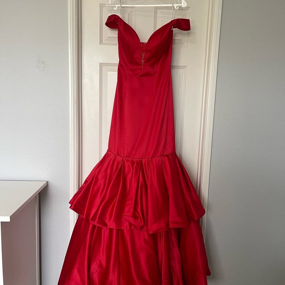 Elegant Red Off-Shoulder Gown